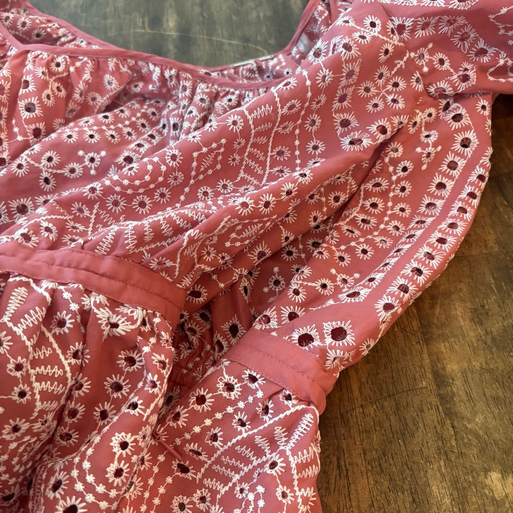 Elie Tahari Pink Eyelet Peasant Blouse - Picture 10 of 16